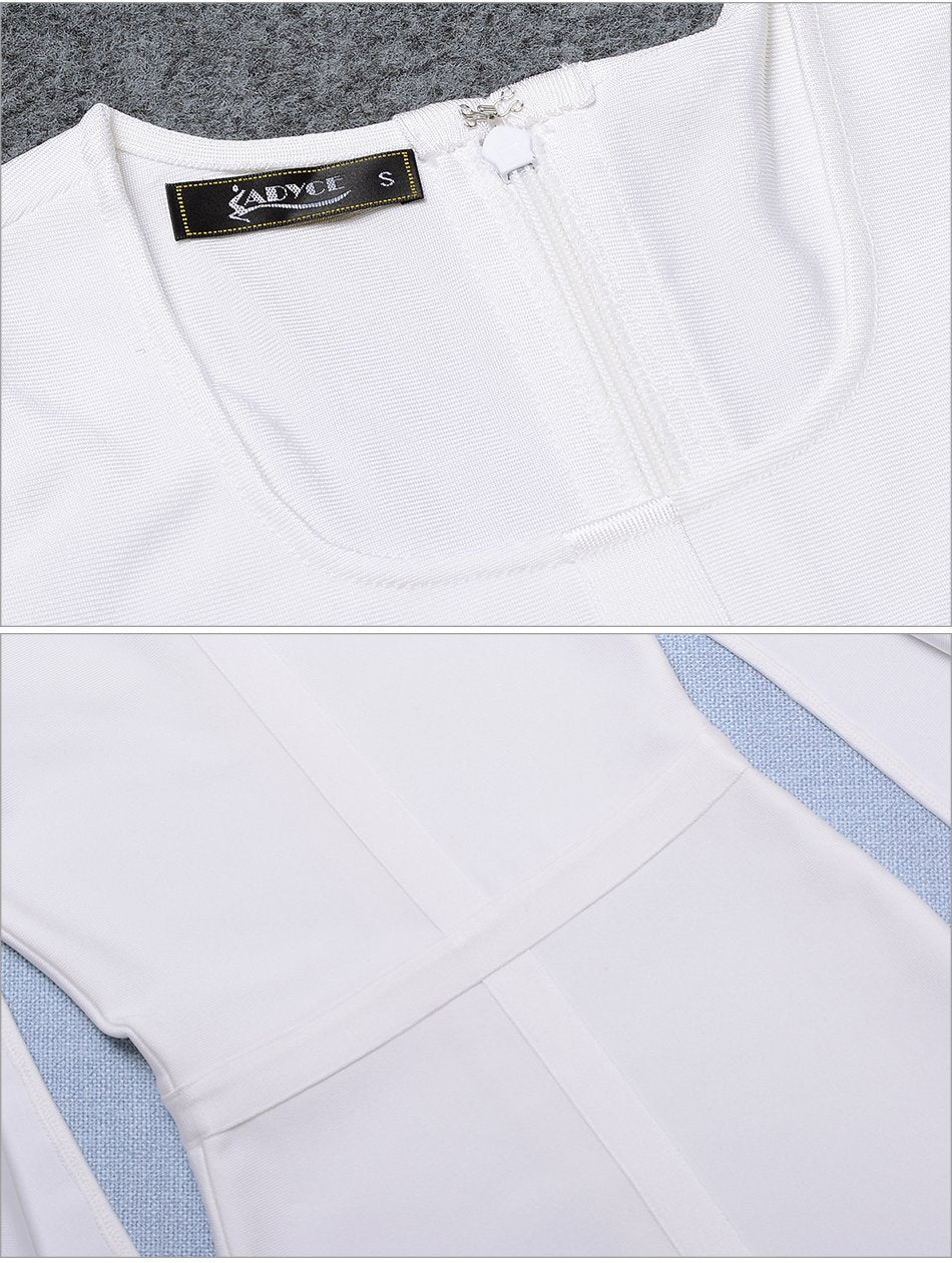 ADYCE Vestidos Sexy White O-Neck Batwing Sleeve Luxury Bodycon Party Dress - H0057