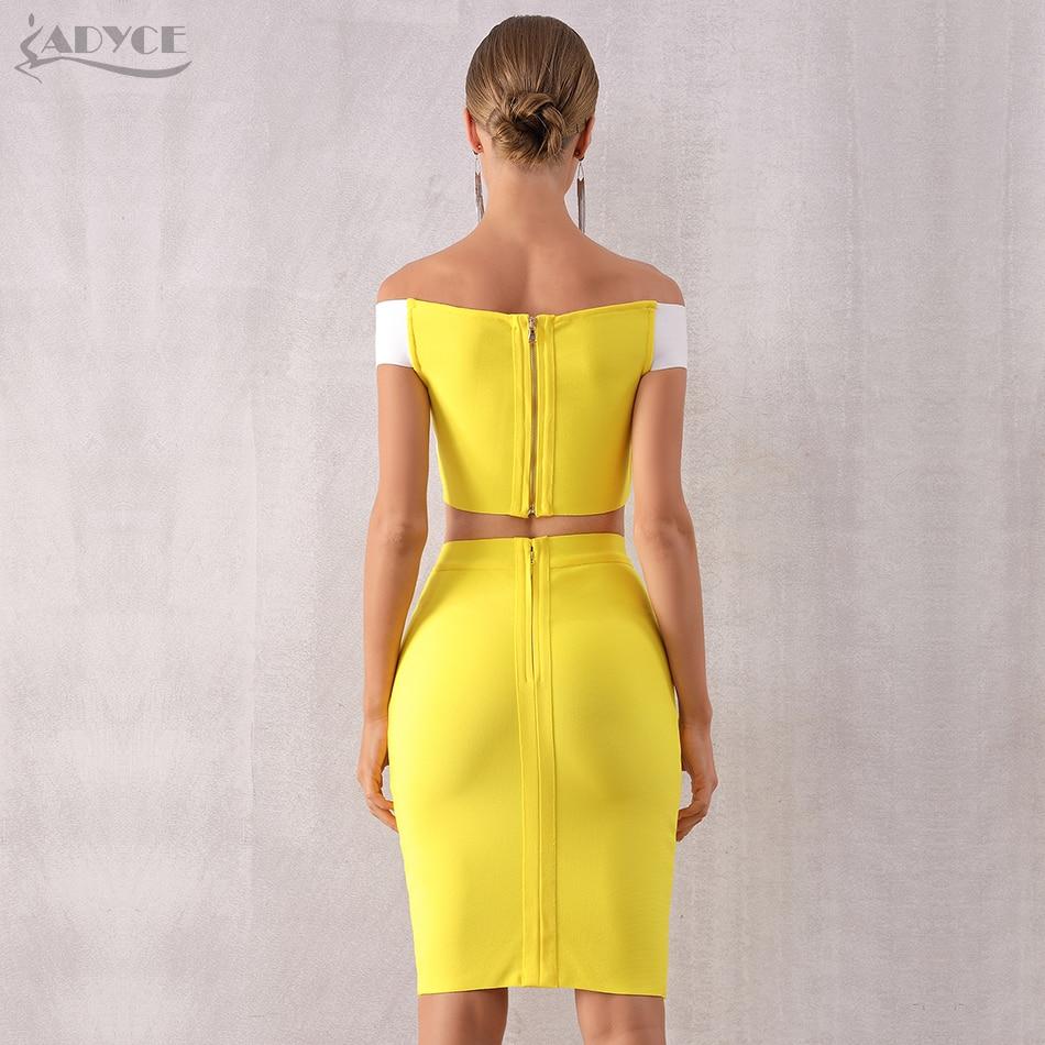 ADYCE Vestidos Bodycon Women Top & Skirts 2 Pieces Set Off Shoulder Evening Party Club Dress - H5163