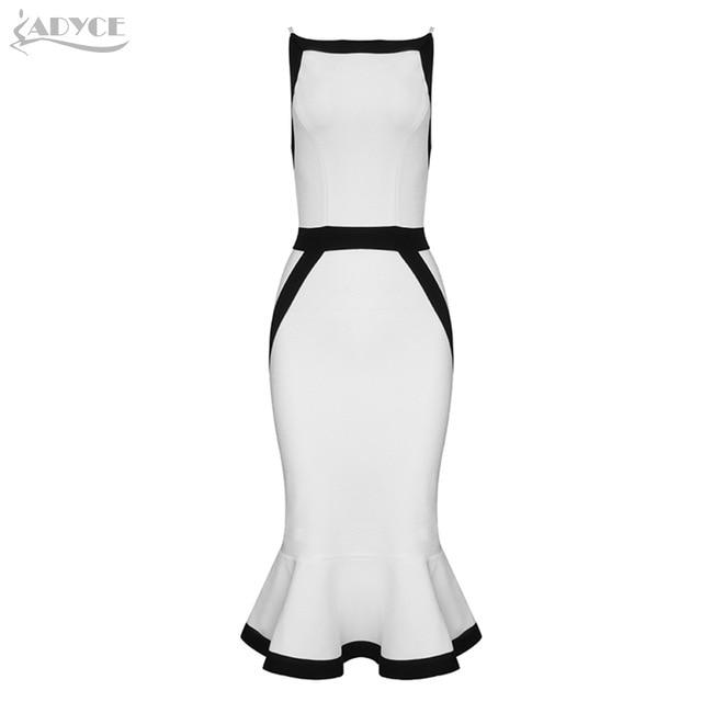 ADYCE Vestidos Sexy Spaghetti Strap Mermaid White Bandage Party Dress - H5273