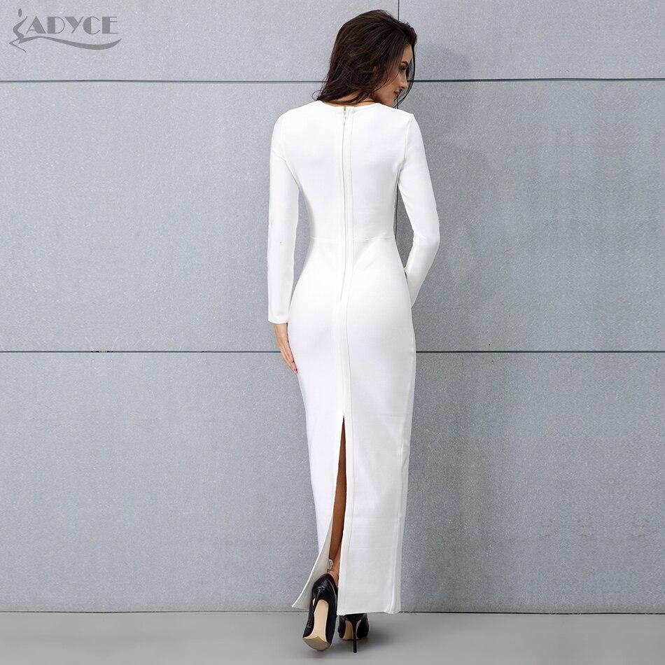 ADYCE Vestidos White Long Sleeve Sexy Nightclub Celebrity Long Party Dress - H3529