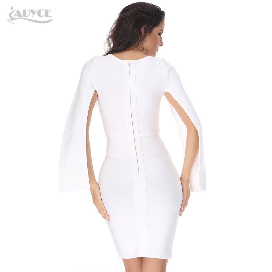 ADYCE Vestidos Sexy White O-Neck Batwing Sleeve Luxury Bodycon Party Dress - H0057