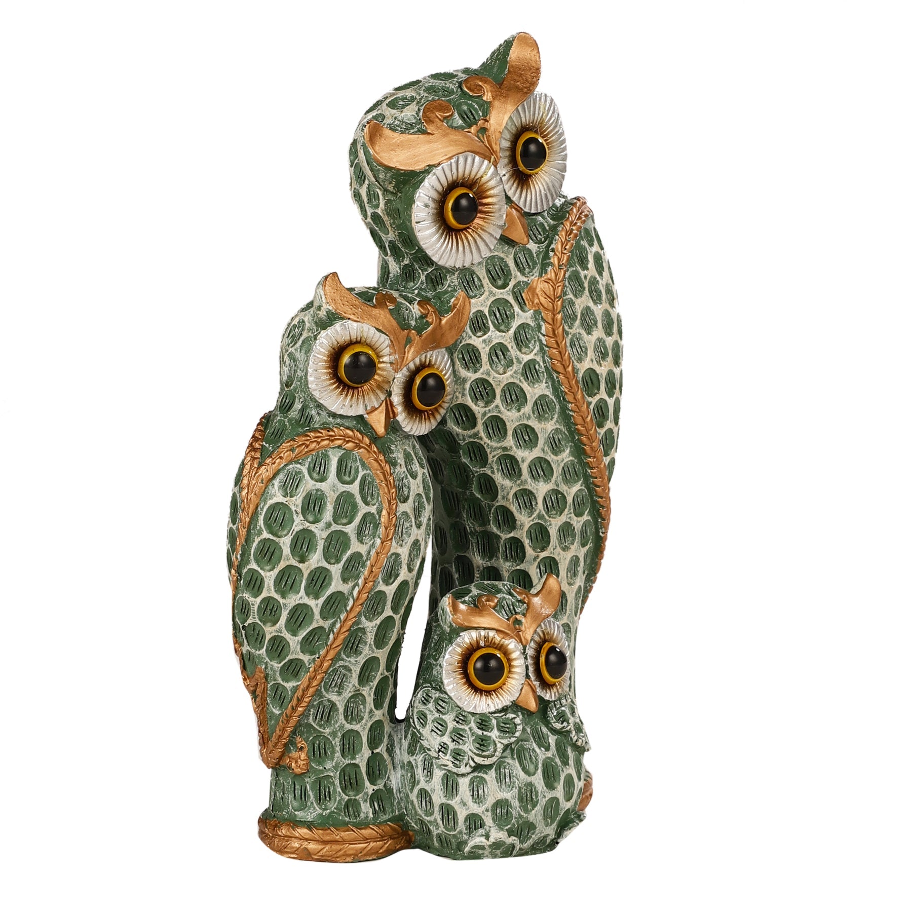 The Loving Owl Family Statue (Green)
