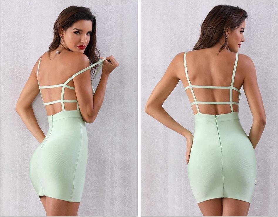 ADYCE Vestidos Sexy Sleeveless Spaghetti Strap Bodycon Clubwear Celebrity Runway Party Dress - H5336
